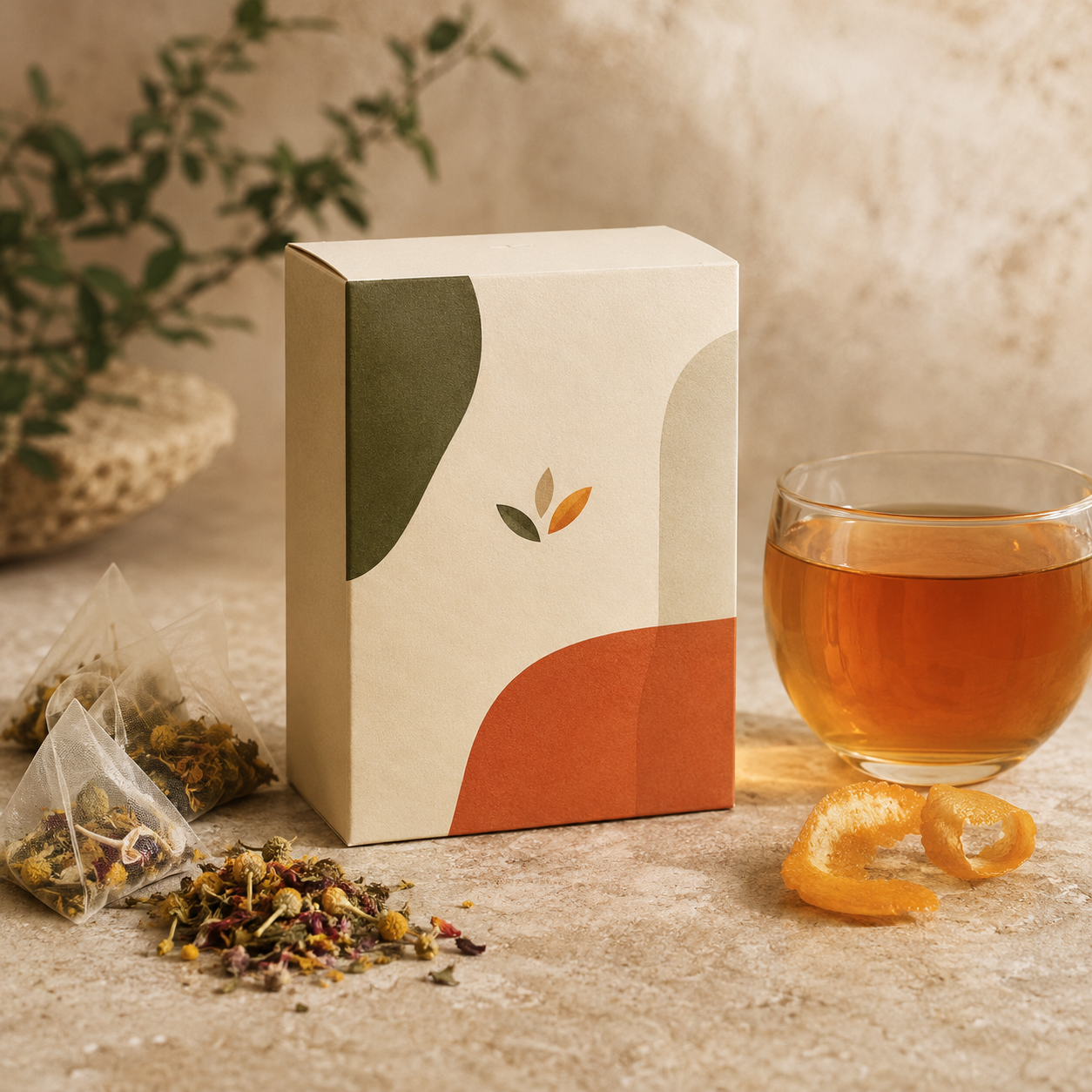 Illustrated packaging of Tone & Vitality Tea
